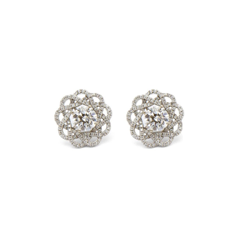 18k White Gold Swirl Diamond Earring Jackets